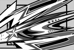 Abstract Racing vector background design with unique line patterns and with a combination of bright colors and Grayscale color