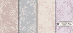 Baroque pattern trendy color texture set Vector. Royal fabric decor illustrations