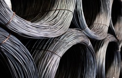 coils of iron or steel wire stacked in the metal industry. wire drawing annealing