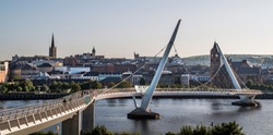 A panoramic view of the peace bridge at Derry Londonderry