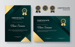 Modern certificate template with luxury gold badge, golden lines decoration. Certificate vector design for award, business, online course, employee of the month, diploma degree