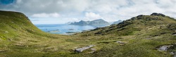 views from Ryten peak hiking trail in lofoten Norway