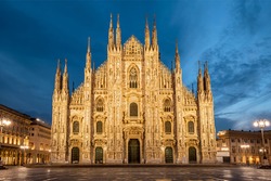 The Duomo-Cathedral symbol of Milan and ampty square, Italy