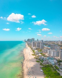 Hollywood Beach near Hallandale in Florida during a beautiful sunny afternoon and minimal clouds