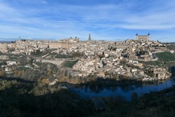 Panoramic view of the skyline of the city of Toledo, Spain.