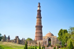 Qutub Minar, the tallest minaret, a UNESCO World Heritage Site in the Mehrauli area of New Delhi, India