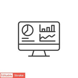 Dashboard admin line icon. Simple outline style. User panel template, data analysis, agency, graph, business linear sign. Vector illustration isolated on white background. Editable stroke EPS 10