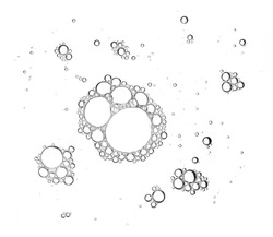 Group of foam bubble from soap or shampoo washing isolated on white background on top view photo object design