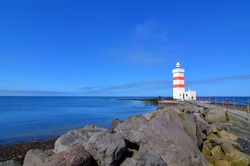 The old lighthouse (built 1897) in Gardur, Reykjanes Peninsula in Iceland