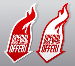 Special quick action offer fiery symbols.