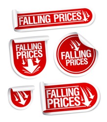 Falling Prices stickers set.