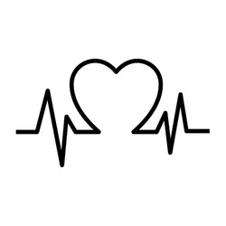 Vector Illustration Heart pulse monitor with signal. Heart beat. Icon ekg. Isolated on blank background. Editable and changeable color.