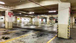 car park in basement of a shopping center building