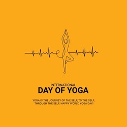 
Heart beat and Yoga men line art International day of yoga design for poster, banner vector illustration 05. 