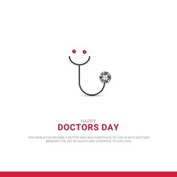 International happy Doctor's Day , Happy Doctor's day, 
3D illustration . stethoscope smile face concept.