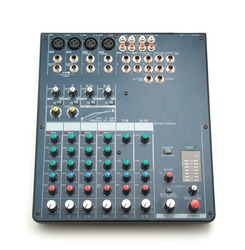 Isolated mixing console. Music device. Element of design.
