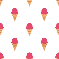 Ice cream cone seamless pattern. Ice cream cone isolated on white background. Ice cream cone background. Seamless background