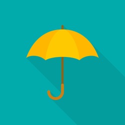Umbrella closeup. Yellow umbrella icon. Yellow umbrella icon isolated on background