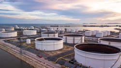 Tank farm storage chemical petroleum petrochemical refinery product at oil storage terminal company, Business commercial trade fuel and gas power and energy transport.