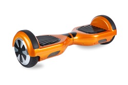 Hover Board, Close Up of Dual Wheel Self Balancing Electric Skateboard Smart Scooter on White Background
