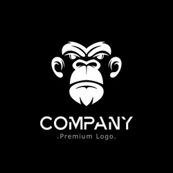 gorilla face logo with black and white concept, suitable for digital companies and professionals