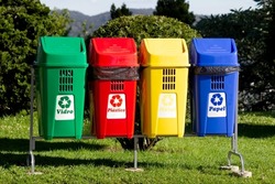 Public waste baskets - selective collection for recycling. 