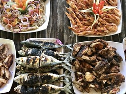 Close-up of assorted fish and veggie