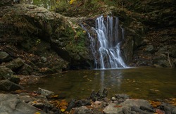 Left side view of Cascade Falls at Patapsco State Park Avalon area.