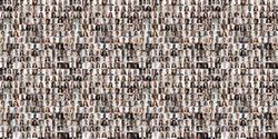 Hundreds of multiracial people crowd portraits headshots collection, collage mosaic. Many lot of multicultural different male and female smiling faces looking at camera. Diversity and society concept.