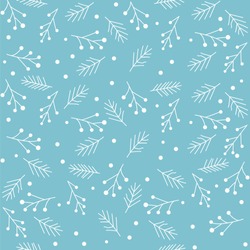 Seamless pattern with snowflakes and fir branches. Vector illustration.