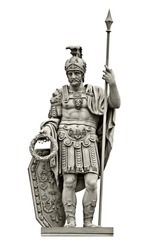 Statue of Roman god of war Mars (Ares). Isolated on white
