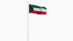 Kuwait flag waving against clean blue sky, long shot, isolated with clipping path mask alpha channel transparency