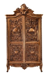 Armoire wood vintage wardrobe, decorative with clipping path.