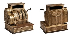 Vintage National Cash Register Isolated two views 