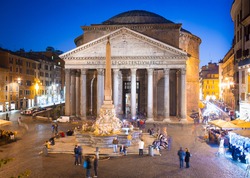 Pantheon sight at evening, Rome, Italy 