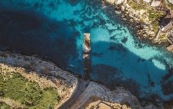 Drone Shot of Anchor Bay in Malta