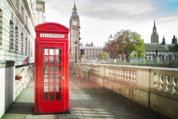Big ben and red telephone box in London