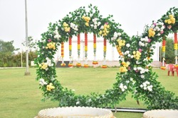 Turmeric Ceremony Stage. Hindu Wedding Rituals and Ceremony. Special Stage Decoration