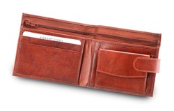 Open Brown Leather Wallet