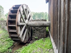 Traditional water wheel in the mill, Watermill, Poland