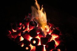 Closeup of Campfire or Barbeque Fire