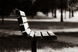 black and white park bench