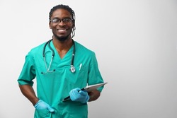 Male african american professional young doctor portrait