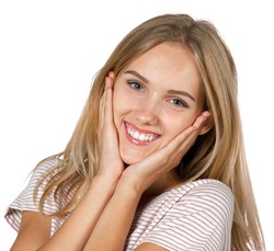 Woman smiling with perfect smile