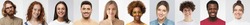 Collage of portraits and faces of multiracial group of various smiling young men and women, best use for userpic and profile picture. Diversity concept 
