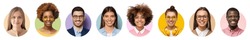 Collage of portraits and faces of multiracial group of various smiling young diverse people for userpic 