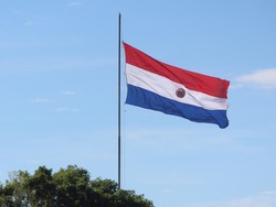 Paraguayan flag in te top of Caacupe Hill