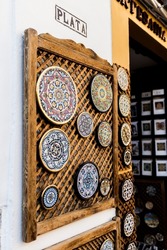 Traditional Andalusian colorful pottery plates