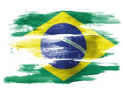 The Brazilian flag painted on  white paper with watercolor