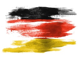 The German flag painted on white paper with watercolor